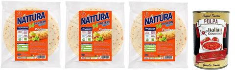 Náttúra Protein Sport Lot De 3 Enveloppes Piadina Riches En Protéines 150 G Chaque Paquet Contient 2 Piadines De 75 G + Polpa Di Pomodoro 400 G