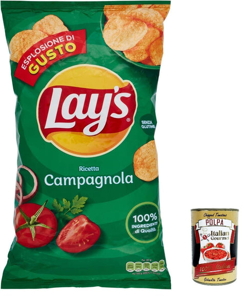 Lay's Campagnola Lot De 24 Chips De Pommes De Terre Salées 133 G + Polpa Gourmet Italienne 400 G