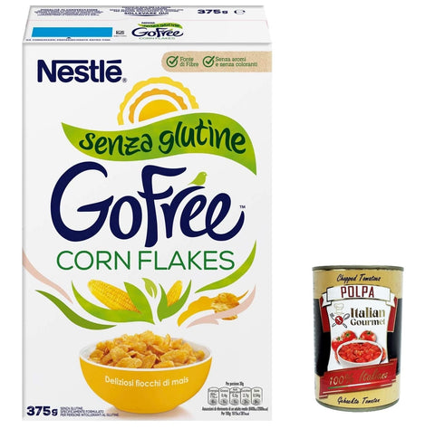 Nestlé Go Free Corn Flakes Lot De 3 Flocons De Maïs Sans Gluten, Lait Et Yaourt 375 G + Italian Gourmet Oplpa 400 G
