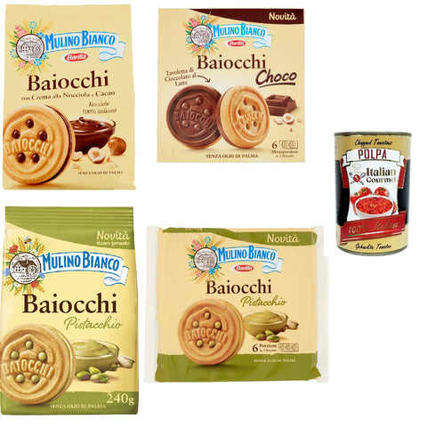 Baiocchi Lot De 4 Sachets De Test Noisette Et Cacao Pistache Choco + Italian Gourmet Polpa 400 G