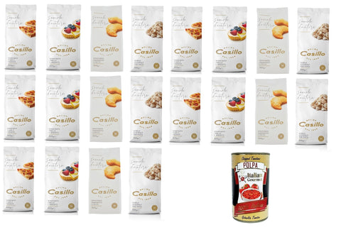 Molino Casillo Semola D'autore Farina Di Semola Rimacinata Pour Biscuits, Pizzas Et Focaccia, Panzerotti Et Aliments Frits, Grains Entiers Pour Pâtes 20 X 500 G + Italian Gourmet Polpa 400 G