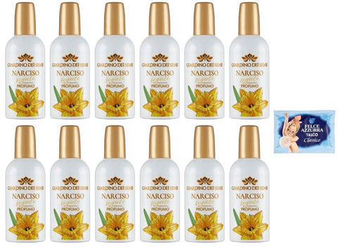 Giardino Dei Sensi Profumo Narciso Segreto Lot De 12 Parfums Pour Femme Narcisse Secrète 100 Ml + 1 Sachet De Talc Felce Azzurra 100 G
