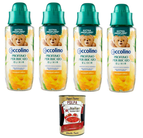 Coccolino Profumo Per Bucato Elixir Bouquet Estivo Parfum De Linge Elixir Bouquet D'été 4 X 342 Ml + Polpa Italian Gourmet 400 G