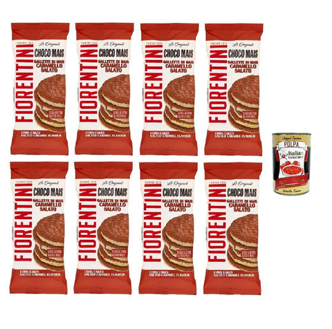 Fiorentini Gallette di mais ricoperte di caramello salato Galettes de maïs enrobées de caramel salé 8x68g + Italian Gourmet polpa 400gr