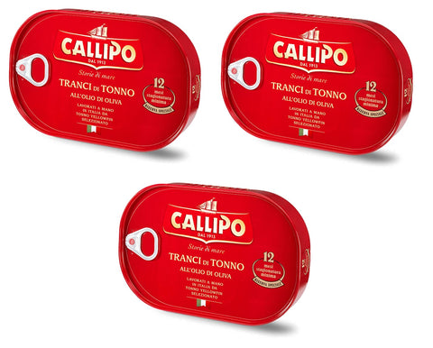 3 X Callipo Tranci Di Tonno All'olio Di Oliva Thon Italien À L'huile D'olive 320 G Tranches De Thon Dans L'huile D'olive 12 Mois De Maturation