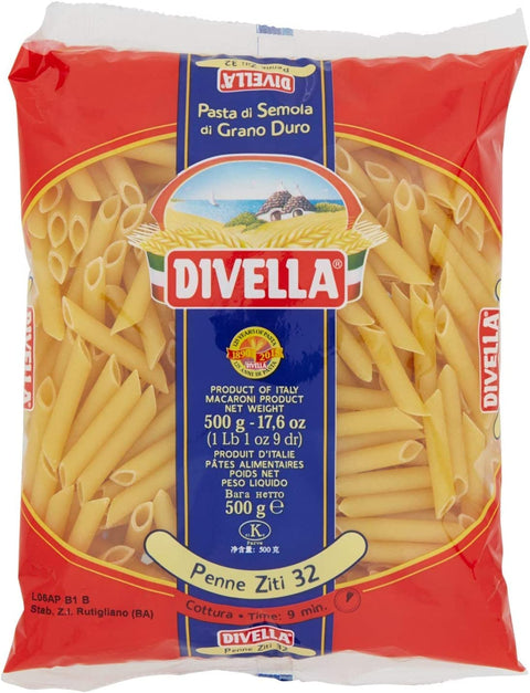 Lot De 10 Pâtes Divella 100 % Italiennes N° 32 Penne Ziti 500 G
