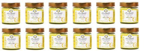12x Brontedolci Crema Spalmabile Al Gusto Di Limone Crème À Tartiner Au Citron 190g En Verre De Sicile Aux Citrons Italiens