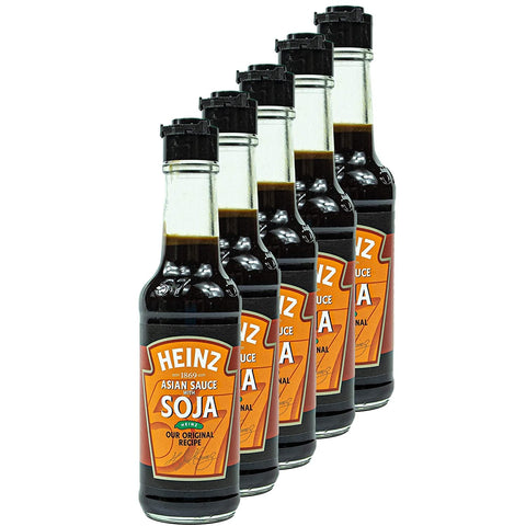 Heinz - Lot De 5 Sauce Soja Asiatique Sucrée Dans Une Bouteille En Verre De 150 Ml - Sauce Soja À Base De Soja Et Avec Fines Herbes Et Épices