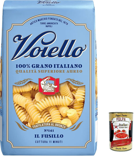 Voiello Lot De 10 Pâtes Fusilli 100 % Italiennes N141 500 G + Polpa Gourmet Italian Gourmet Polpa 400 G
