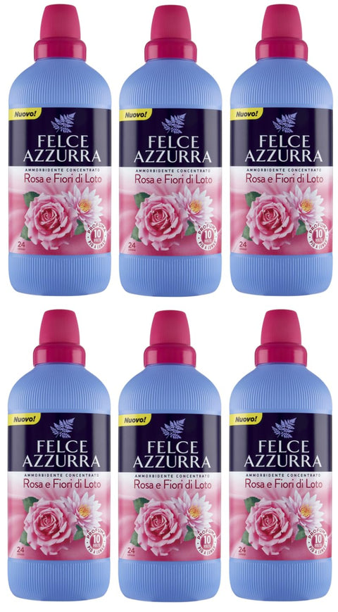 Felce Azzurra Ammorbidente Concentrato Rosa E Fiori Di Loto, Adoucissant Concentré Avec Fleurs De Rose Et De Lotus, 24 Lavages, 600 Ml