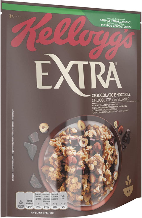 Kellogg's Extra Cioccolato E Nocciole Gruau Croustillant Au Chocolat Et Aux Noisettes 100 % Grains Entiers 375 G