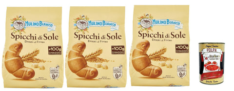 Mulino Bianco Spicchi Di Sole Biscotti Dorati Al Forno, Biscuits Dorés Dans Le Four, Biscuits Cookies, 3x 900g + Italian Gourmet Polpa 400g