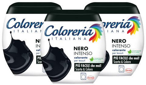 Coloreria Italiana Grey Colorant Tissus Et Vêtements En Machine, Noir Intense, 3 Paquets De 350 G