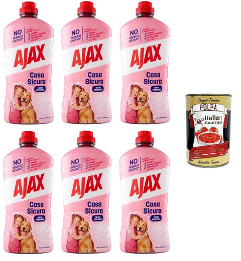 Ajax Casa Sicura Lot De 6 Nettoyants Pour Sols D'hygiène Profonde 950 Ml + Italian Gourmet Polpa Di Pomodoro