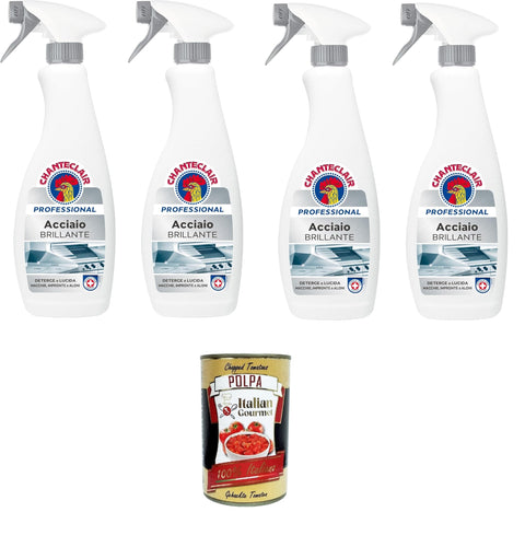 Chanteclair Professional Acciaio Acier Brillant 4 X 700 Ml + Italian Gourmet Polpa 400 G