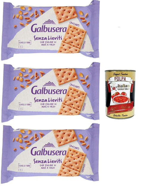 Galbusera Senza Lieviti Cracker Con Farine Di Maïs E Orzo, Cracker Avec Farine De Maïs Et Orge, Sans Levure 3 X 300 G + Italian Gourmet Polpa 400 G