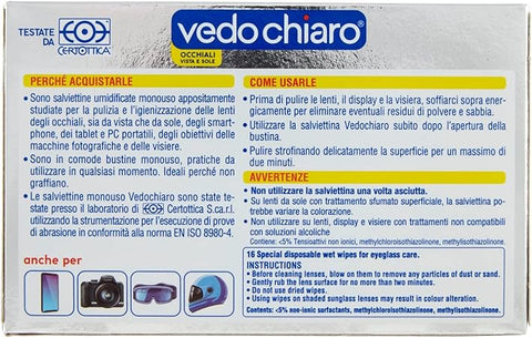 Vedochiaro Occhiali Nettoyant pour vitres 16 lingettes nettoyantes pour lunettes nettoyant pour lunettes 12 paquets + Italian Gourmet polpa 400gr