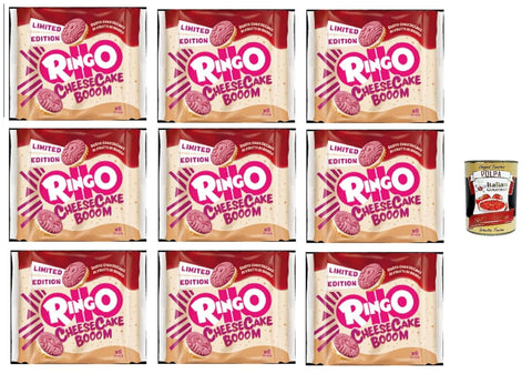 Ringo Pavesi Cheesecake Limited EditionCheesecake Booom 9x165g – Biscuits croquants fourrés au cheesecake crémeux – Édition limitée + Italian Gourmet polpa 400g