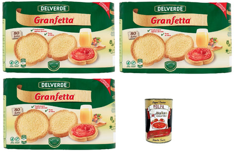Delverde Granfetta Biscottate Lot De 40 Biscuits Gras Parfumés Et Légers 3 X 600 G + Italian Gourmet Polpa 400 G