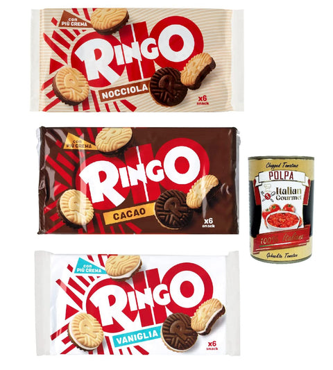 Pavesi Ringo Nocciola Lot De 3 Paquets De 330 G De Biscuits À La Noisette, Cacao, Vanille, Biscuits + Polpa Italien Gourmet 400 G