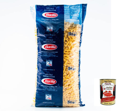 Pasta Barilla Fusilli Ristorante N° 98 Lot De 5 Kg De Pâtes Italiennes + Polpa Gourmet Italienne 400 G