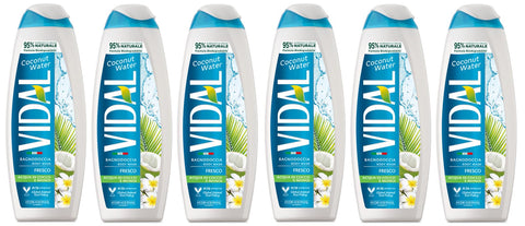 Vidal Bagnodoccia Lot De 6 Flacons De Gel Douche Acqua Di Cocco E Monoi, Mousse De Douche À L'eau De Coco Et Au Monoï, 500 Ml