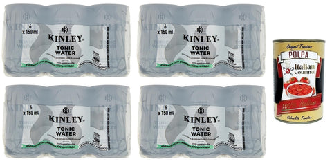Kinley Tonic Water Lot De 24 Mini Boîtes Jetables De 150 Ml Pour Boissons Gazeuses Au Goût Intense Et Rafraîchissant + Polpa Di Pomodoro Italian Gourmet Polpa Di Pomodoro 400 G