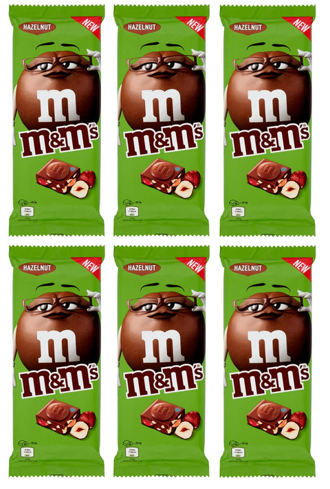 M&M's Hazelnut Lot De 6 Tablettes Au Chocolat Au Lait Avec Mini M&M's Et Noisettes Hachées 165 G