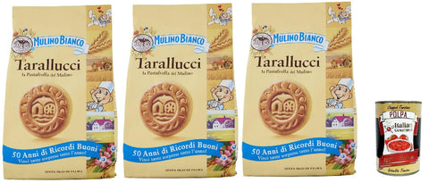 Mulino Bianco Tarallucci, Biscotti Con Uova Fresche 100% Italiane, Biscuits Avec 100% Œufs Frais Italiens, Biscuits Cookies, 3x 350g + Italian Gourmet Polpa 400g
