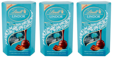 Lindt Lindor Caramello Lot De 3 Chocolats À Salade Au Chocolat Au Lait Et Cristaux De Sel Avec Remplissage Caramel Salé Doux 200 G