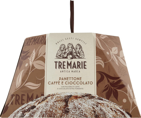 Tre Marie Panettone Panettone Caffè E Cioccolato Avec Café Et Morceaux De Chocolat Extra Foncé 930g