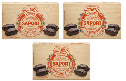 3x Sapori Ricciarelli Al Cioccolato Pâte D'amande Enrobée De Chocolat Noir 154g Chocolat Noir 72%
