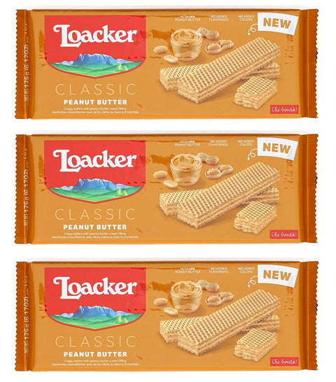 Loacker Lot De 3 Gaufres Classiques Avec Crème D'arachide 175 G