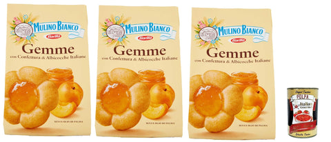 Mulino Bianco Gemme, Biscotti Con Confettura Di Albicocche Italiane, Biscuits Vec Confiture D'abricot Italien, Cookies Biscuits, 3x 200g + Italian Gourmet Polpa 400g