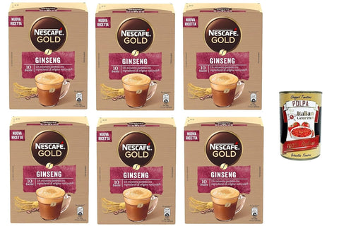 Nescafé Gold Ginseng Mélange De Poudre Pour Boissons Avec Du Lait, Du Café Et Du Ginseng, 6x 10 Sacs De 7g (70 G) + Italian Gourmet Polpa Di Pomodoro 400g Dose