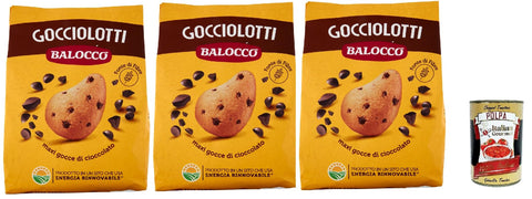 Balocco Gocciolotti Biscotti Con Gocce Di Cioccolato, Biscuits Avec Pépites De Chocolat, Cookies Biscuits 100% Biscuits Italiens, 3x 700g + Italian Gourmet Polpa