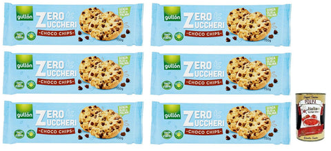 Gullón Choco Chips Senza Zuccheri, Biscuits Avec Pépites De Chocolat Sans Sucre, Paquet De 150 G + Boîte Italienne Gourmet Polpa Di Pomodoro 400 G