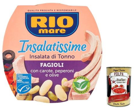 Rio Mare Insalatissime Fagioli E Tonno Lot De 3 Mélanges De Haricots Et De Thon 160 G + Polpa Italian Gourmet 400 G