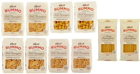 Rummo Pasta Maccheroncelli Lot De 10 Paquets De Test Farfalle Conchiglie Rigate Lumachine Tripoline Pâtes Italiennes À La Semoule De Blé Dur, Pâtes Italiennes 500 G