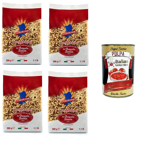 La Casa Del Grano Fregola Sarda Media Fregola Sarde Moyenne 4 X 500 G + Italian Gourmet Polpa 400 G
