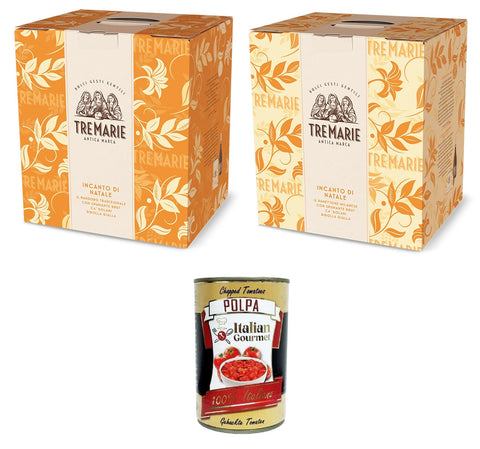 Tre Marie Incanto Di Natale Pack De Test Panettone & Pandoro Milanese In Astuccio Tre Marie « Christmas Enchantment » Panettone Milanaise Et Pandoro 750 G + Polpa Italien Gourmet 400 G