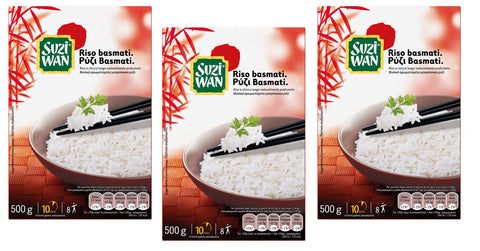 Suzi Wan Riso Basmati Lot De 3 Riz Basmati Long Long Fin Prêt En 10 Minutes 500 G