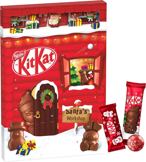 Nestlé Kitkat Calendario Dell'avvento Calendrier De L'avent Chocolat Avec Effet 3d, Calendrier De Noël Avec 24 Figurines En Chocolat Et Boules Avec Morceaux Croustillants, Lot De 3 (3 X 208 G)