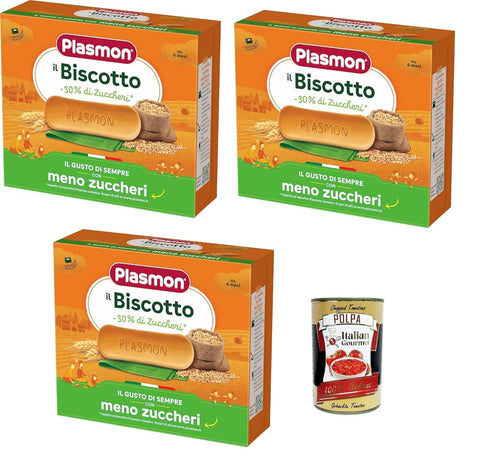 Plasmon Il Biscotto 30% Zuccheri, 3 X 320 G, 100% Grano Italiano Selezionato + Italian Gourmet Polpa 400 G