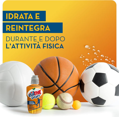 Estathè Sport Boisson sportive au thé à l'orange 12 x 250 ml – Boisson rafraîchissante à l'orange avec des minéraux et un bouchon sport pratique pour l'école, le bureau, l'entraînement, le football, le tennis et le fitness.