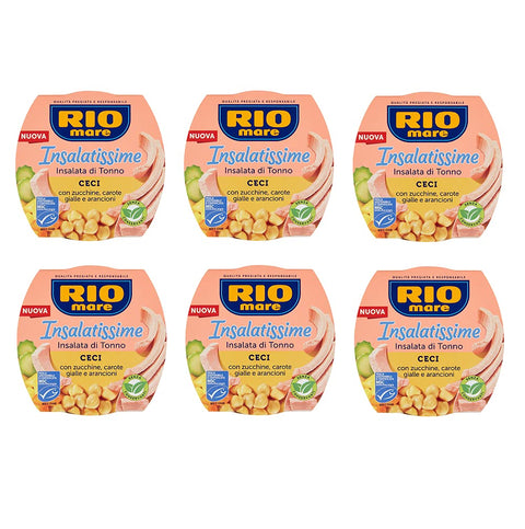 Rio Mare Insalatissime Lot De 6 Plats Prêts À L'emploi Au Thon, À La Salade De Chiche, Aux Courgettes Et Aux Carottes, 160 G