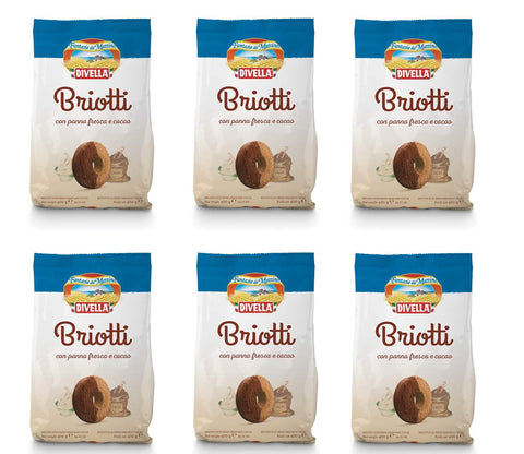 Divella Briotti Lot De 6 Biscuits Sablés Avec Crème Fraîche Et Cacao 400 G