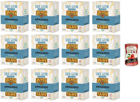Armando, La Penna, 12 Nouilles Multi-Grains Sans Gluten Avec Maïs, Riz Brun Et Quinoa 400 G + Italian Gourmet Pelati 400 G
