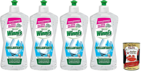 Lot De 4 Additifs De Vaisselle Winni's - Hypoallergénique - Vinaigre Naturel Bio - Anti-Résidus Et Taches - 250 Ml + Polpa Italien Gourmet Polpa 400 G