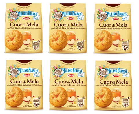 Mulino Bianco Cuor Di Mela Lot De 6 Biscuits Italiens Avec De Véritables Morceaux De Pomme Et Purée De Pomme 300 G